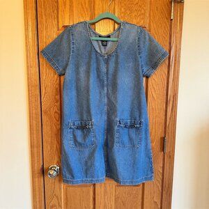 Vintage TY Wear Women's Blue Denim Knee Length Dress Size 12